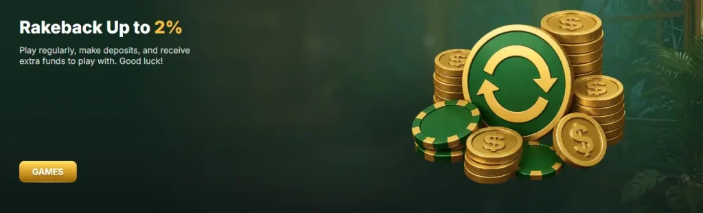 Rakeback up to 2%